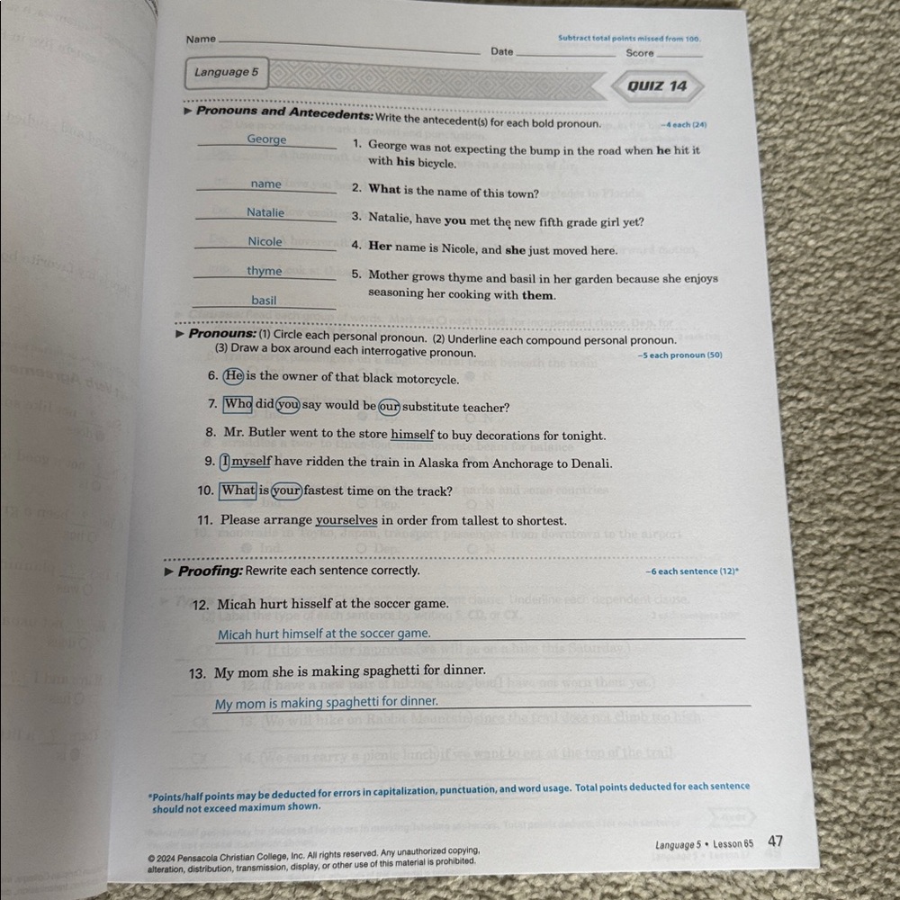Abeka Grade 5 Language Book - Picture 3 of 3